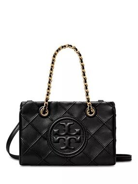 Tory Burch Black Quilted Logo Chain-Handle Shoulder Bag